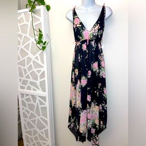 Vintage sweet black floral slip dress nightgown